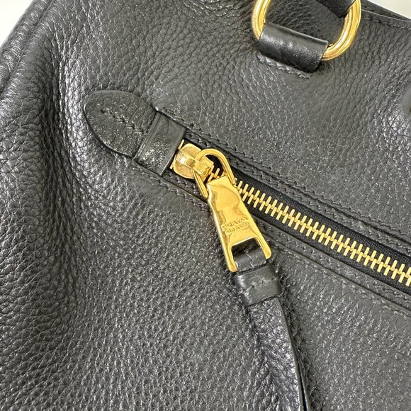 Prada Women's Black Leather Bottom Studs Adjustable Shoulder Handbag Size Small - Picture 6 of 12